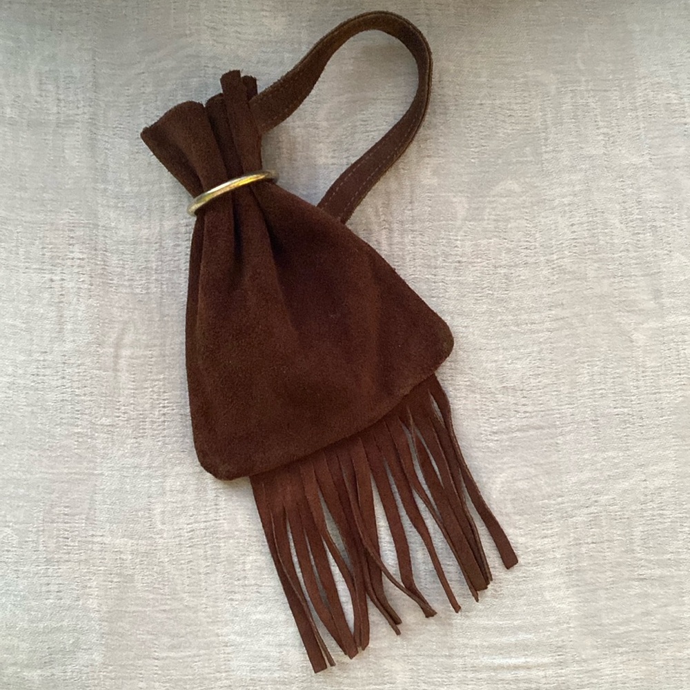 Vintage,handmade,suede Satchel Wristlet. Unisex.